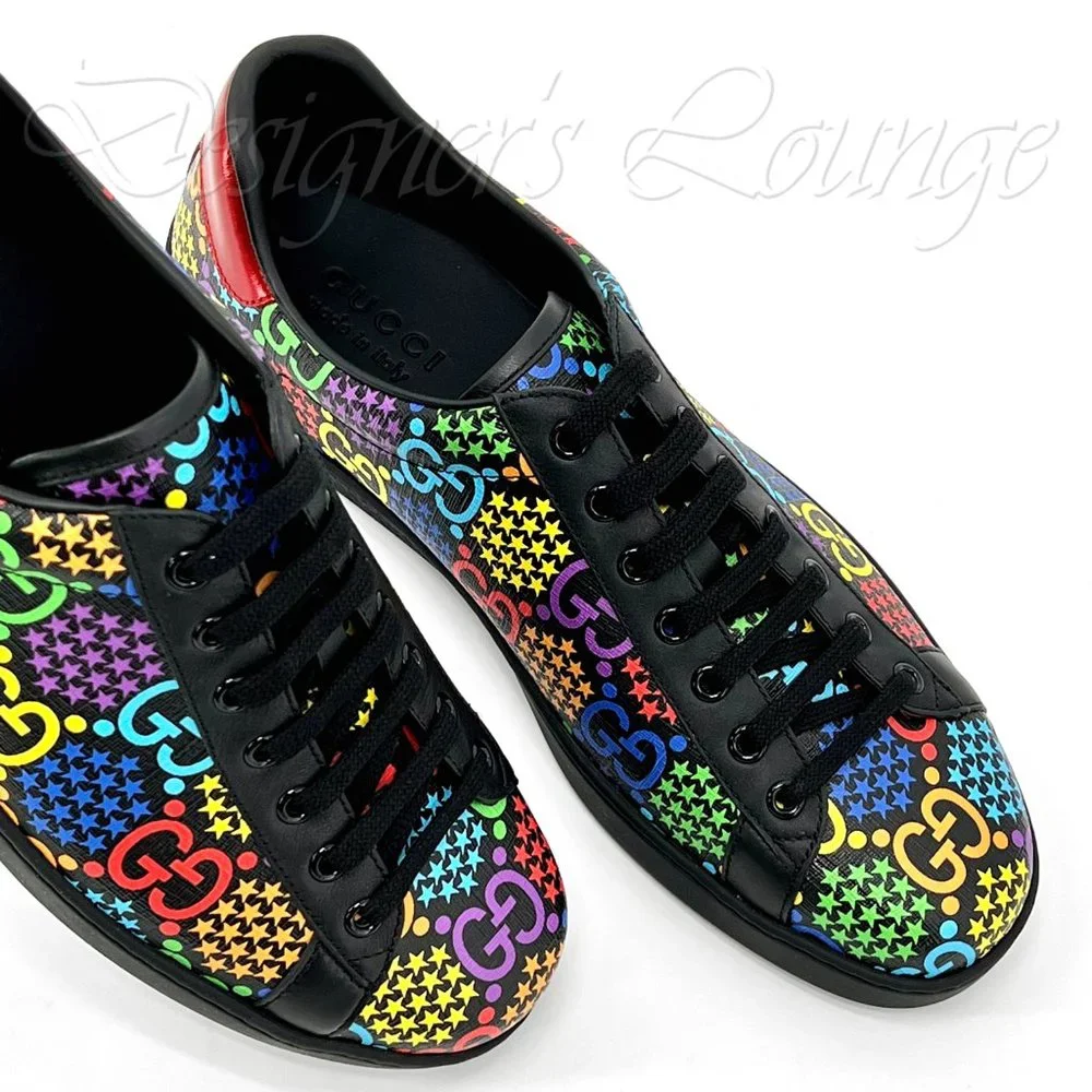 NEW GUCCI Men's Ace GG Supreme Canvas Psychedelic Low Top Sneakers G 9 / US 9.5 - Picture 4 of 10